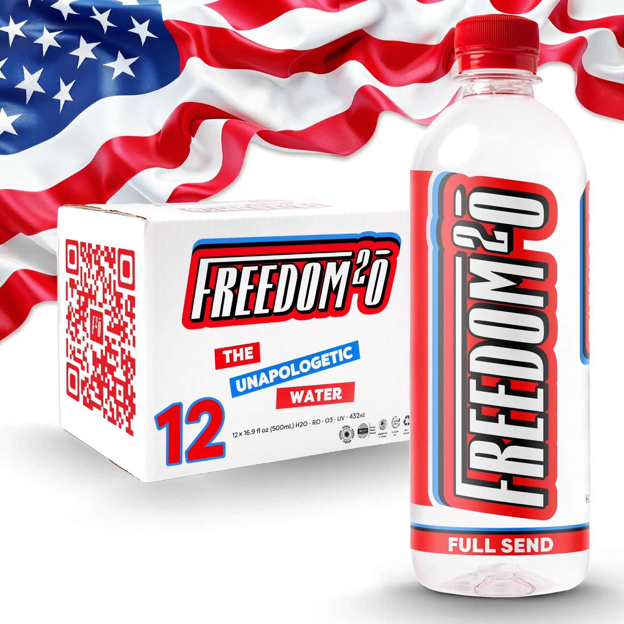 Freedom2o 12-Pack Bottled Water - 16.9 oz Purified Freedom, The Unapologetic Water Freedom2o