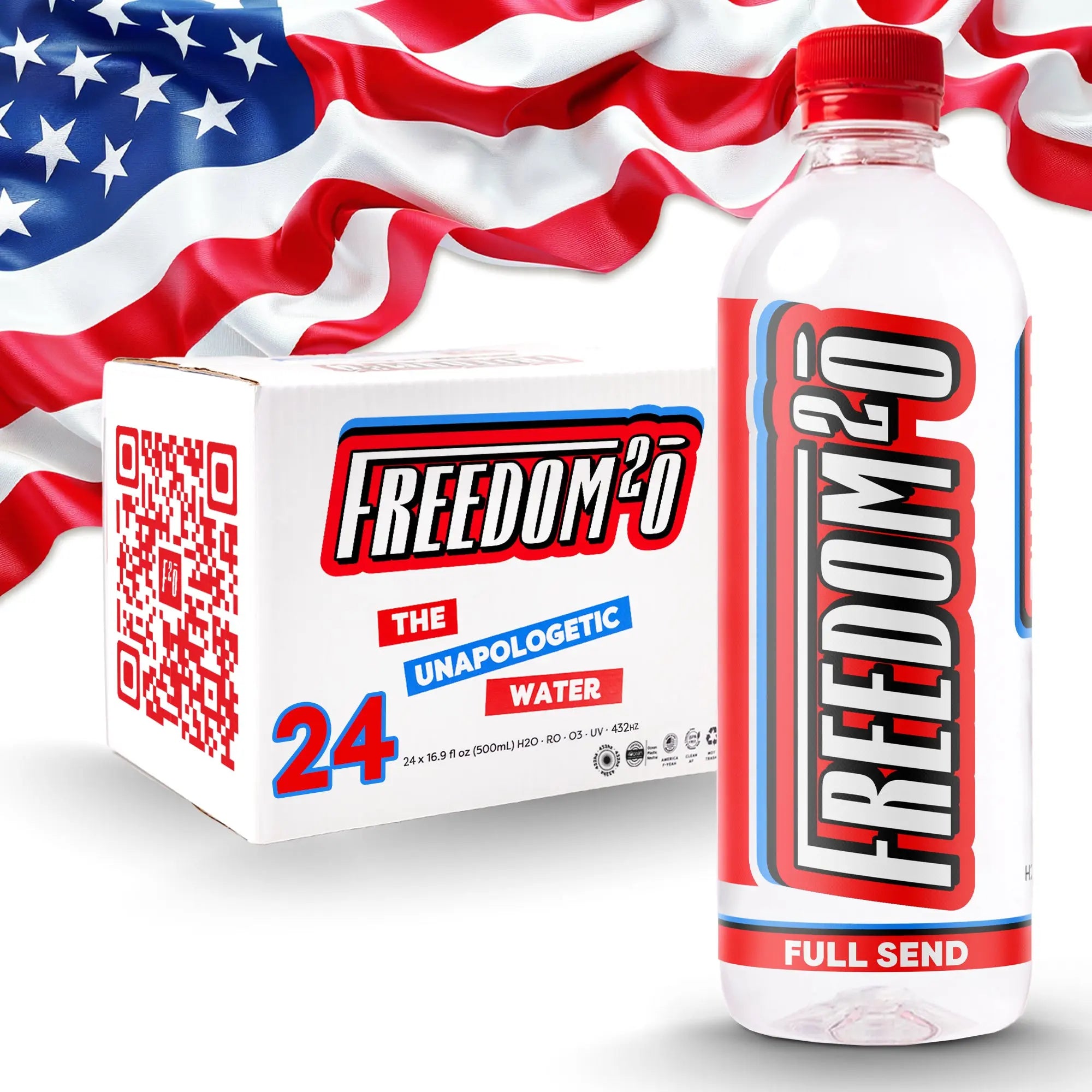 Freedom2o 24-Pack Bottled Water - 16.9 oz Purified Freedom, The Unapologetic Water Freedom2o